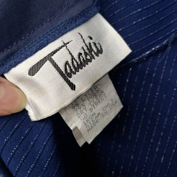 Vintage 90s Tadashi Blue Silver Corset Rhinestone Long Maxi Prom Dress - Picture 10 of 11